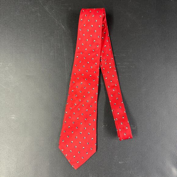 Christian Dior Red White Blue Mens Necktie Floral Silk Made in Italy USA Vintage - Picture 1 of 6